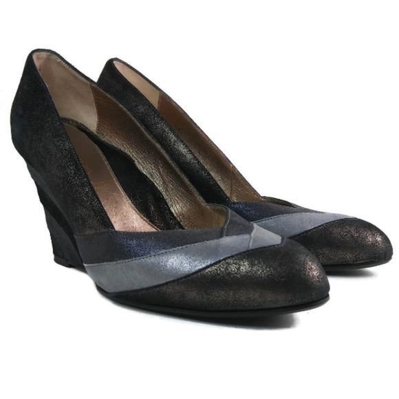 DANA DAVIS Made in Italy Metallic Wedge Shoes 8B - Picture 1 of 6